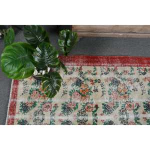 Alfombra Turca Vintage de Gran Tamaño, Estilo Kilim, Beige y Rojo, con Diseño de Patchwork, 6.2 x 3.6 pies, Rectangular, Material de Lana, Pelo Medio, Ecológica - Product Image 3