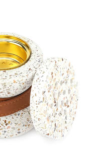 Brûleur d'encens moderne en marbre avec coupelle en métal, aromathérapie décorative avec sangle en cuir pour usage domestique au Moyen-Orient et au Golfe - Product Image 5