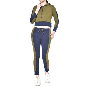 Survêtement décontracté pour femme, à capuche, streetwear, jogging, de qualité supérieure, 100% coton, respirant, écologique, couleur contrastée, faible MOQ - Product Image 1
