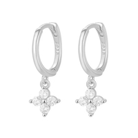 Classique été bijoux fins 925 en argent Sterling Zircon trèfle à quatre feuilles boucles d'oreilles pour femmes boucles d'oreilles cerceau goutte