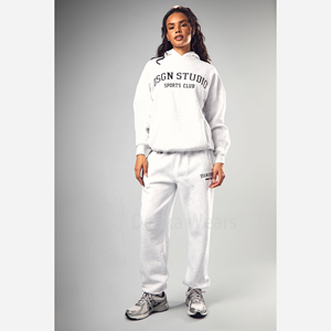 Sudaderas con capucha informales bordadas GSM 400 para mujer con 80% Algodón 20% poliéster hombros caídos sudaderas con capucha de gran tamaño - Product Image 4