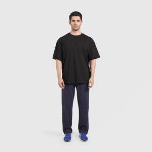 Pantalon Cargo Personnalisable avec Logo pour Homme, Bleu Marine, 100% Coton Côtelé, Style Formel, Fermeture Éclair Décorative, Tailles XL à 6XL, Coupe Droite - Product Image 4
