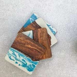 High Quality Home Bar Decoration Coaster for <b>Cup</b> Made of Wood <b>Enamel</b> Printed with Stone Coasters Holders - Product Image 4