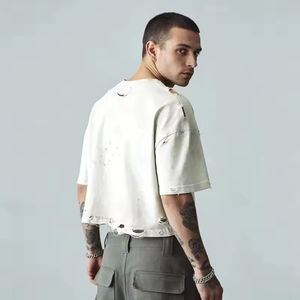 Camisetas Cortas Casuales Transpirables de Gran Tamaño para Hombre, de Secado Rápido, Estilo Vintage Lavado, con Efecto Desgastado, Corte Holgado, Hombros Caídos, Unisex, Venta al por Mayor - Product Image 4