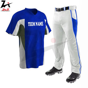 Tenues de baseball personnalisées, entièrement boutonnées, 100 % polyester, tissu double tricoté respirant, imprimé par transfert thermique, ensembles de pantalons en jersey - Product Image 4