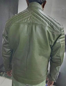 Men's High Street Style Stand-Up <b>Collar</b> Leather <b>Jacket</b> Zipper Closure Winter Motorcycle Coat Plain Dyed Letter Pattern <b>Jacket</b> - Product Image 2