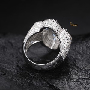 10K Solid <b>Gold</b> Lab Grown Diamond Blue Cross Cluster <b>Ring</b> Iced Out Hip Hop Statement Jewelry Luxury Bling Fashion Gift for <b>Men</b> - Product Image 1
