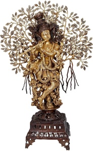 Idole du Seigneur Krishna en laiton de meilleure qualité pour la décoration intérieure, cadeau spirituel et utilisation au temple disponible à bon prix depuis l'Inde - Product Image 4