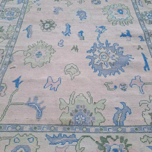 พรมผ้าฝ้ายถักด้วยมือแบบโบราณพรมปูพื้นต่ำซักได้เป็นมิตรกับสัตว์เลี้ยงสีฟ้าสำหรับห้องนั่งเล่นสวดมนต์ - Product Image 1