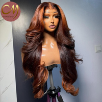 Peluca de Cabello Humano HD 13x6 Pre-Desplumada Sin Pegamento, Encaje Transparente 7x7, Color Cobre Rojizo, Ondulada Larga en Capas, Pelucas Frontales de Encaje para Mujer