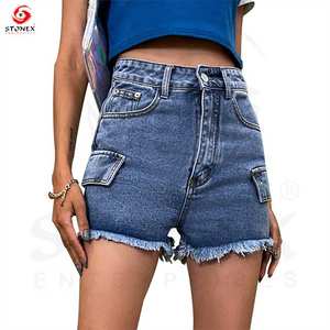 Wholesale Summer High Street <b>Baggy</b> <b>Jean</b> Shorts Custom Logo Premium Solid Color Denim Shorts for <b>Women</b> - Product Image 3