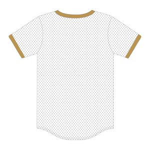 เสื้อเบสบอล APA สีขาวแบบสวมหัวเสื้อ100% โพลีเอสเตอร์ตาข่ายอัลฟาพี่น้องปักโลโก้ได้ตามต้องการ - Product Image 3