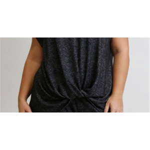 T-shirt da donna grigia comoda con colletto a fiocco, taglia XXS/XS/One Size, in maglia traspirante e leggera con rivetti a diamante e inserti in rete - Product Image 3