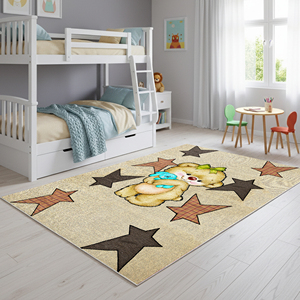 Yakut Cartoon Teddy Bear Kids Rug Nursery Baby Room Carpet <strong>Star</strong> Pattern Decorative Toddler Bedroom Rug OEM ODM - Product Image 2