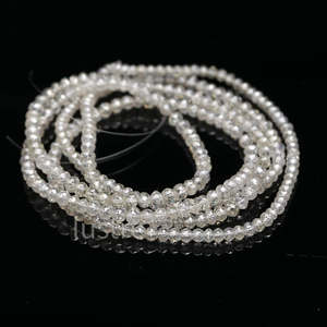 Perles de diamant blanc clair AAA+ 100% naturelles, rares, facettées, en forme de rondelle, diamants blancs comme neige - Product Image 4