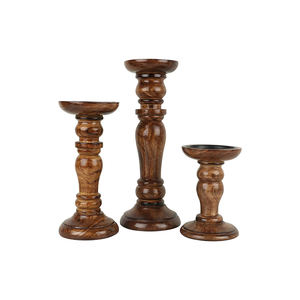 Candelabro de madera de mango natural hecho a mano Linterna de madera ecológica para decoración del hogar para eventos de Bodas de Navidad - Product Image 1