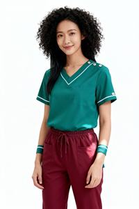 Tenues médicales tendance pour femmes, pantalons de jogging à cordon de serrage, avec un tissu extensible doux, couleurs vives, ensembles d'uniformes médicaux infirmiers tissés - Product Image 4