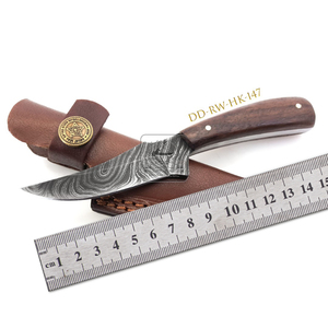 Exotic Rosewood Handmade Pocket Hunting Knife DD-RW-HK-144 192 Layers Damascus Steel with Stainless Leather Sheath OEM Product - Product Image 4