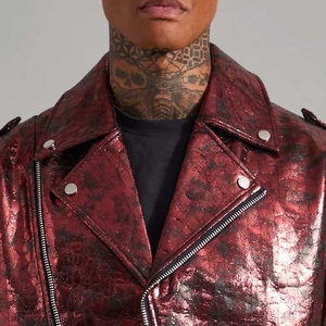 Veste de motard en cuir pour hommes fabriquée en usine, veste en cuir pour hommes de taille normale de qualité supérieure - Product Image 6