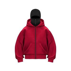 Nouveau sweat à capuche oversize d'hiver avec logo personnalisé, fermeture éclair, masque ninja, double capuche, bonnet balaclava uni, pour homme et femme, nouveau sweat à capuche - Product Image 6