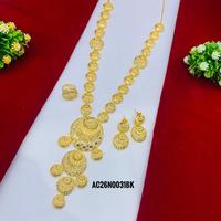 Set kalung panjang berlapis emas Online rantai kotak perhiasan kuningan desain bunga modis untuk perkawinan-Beli sekarang!