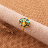 Anillo de ajuste de pinza de cuarzo multi aura brillante de Ángel natural superventas anillos ajustables llamativos chapados en oro opaco para damas