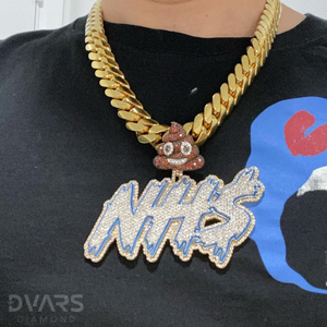 Pendentif personnalisé avec initiale en moissanite, argent sterling 925 plaqué rhodium, style hip-hop luxueux et glacé - Product Image 3