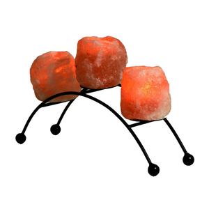 Vente en gros de haute qualité sel rose de l'Himalaya bougeoir à trois trous forme naturelle sculptée lampe de décoration bas quantité minimale de commande - Product Image 2