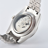 Montre mécanique automatique personnalisée en acier inoxydable, cadran vert feuille de palmier, étanche 50M, lunette cannelée, bracelet Jubilé