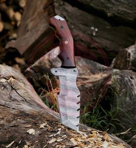 Cuchillo rastreador de Damasco con mango de madera y Funda de cuero Herramientas personalizadas para acampar al aire libre - Product Image 6