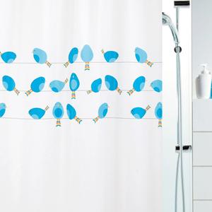 Spirella Birdy Collection, Rideau de douche textile 180 x 200, 100% polyester, Bleu - Product Image 5