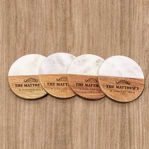 Posavasos de madera de mango cuadrado de la mejor calidad, posavasos de madera natural minimalista para interiores de casas modernas y posavasos de piedra - Product Image 6