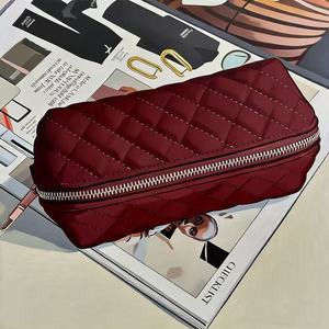 New corduroy connecting <b>makeup</b> bag luxury <b>makeup</b> <b>box</b> with gold zipper large capacity travel zipper bag - Product Image 4