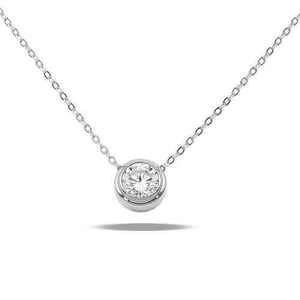 Collier tendance en alliage avec pendentif en zircon cubique taille brillant rond, chaîne serpent, unisexe, pour usage quotidien, idée cadeau - Product Image 1