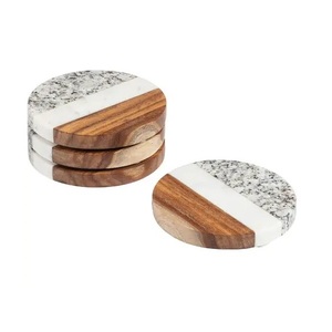 Ensemble de 4 sous-verres en pierre organique Design marbre double ton pour table de cuisine-Tapis et tampons - Product Image 6