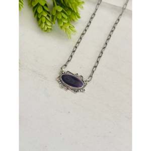 Collier de style vintage du sud-ouest, fait main avec coquille Wampun et incrustation en argent sterling - Product Image 3
