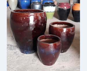 [Leo Nguyen Le] - Juego de macetas de cerámica esmaltada de alta calidad al por mayor, macetas de cerámica para exteriores e interiores, ollas de cerámica para cocinar - Product Image 1