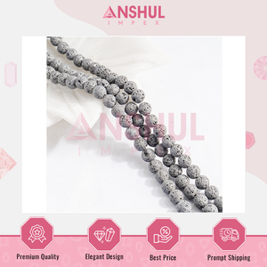Proveedor indio de hebras de cuentas redondas de Lava Gris de 8mm de tamaño de piedras preciosas brillantes y pulidas de buena calidad para compra a granel - Product Image 3