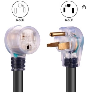 Cable de Extensión para Soldador, 8AWG, 25 Pies, con Extremos Iluminados, 6-50P a 6-50R - Product Image 1