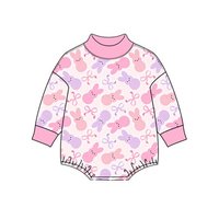 Précommande Combinaison Bébé Fille Personnalisée OEM Printemps Pâques Col Montant Tendance Manches Longues Extensible Douce et Souple