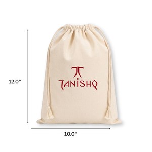 Sac en coton anti-humidité avec cordon de serrage 10x12 pouces 150 GSM Priglob Exim pour cadeaux, shopping et emballage avec option de logo personnalisé - Product Image 1
