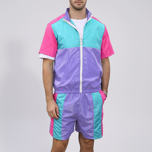 Chándal ligero de nailon personalizado para hombre al por mayor, chaqueta con cremallera, impermeable, cortavientos, traje de jogging, conjunto de pantalones cortos de 2 piezas - Product Image 1