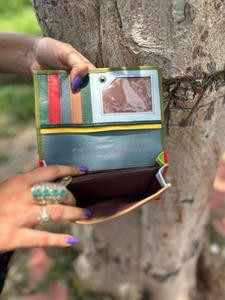 Bolso de mano de piel con estampado de animales reciclado hecho a mano para mujer, elegante monedero multiusos de Color rechoncho, tarjetero para mujer, billetera de moda - Product Image 6