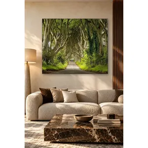 ภาพพิมพ์บนผ้าใบถนนอุโมงค์สีเขียวฟิดาที่มีต้นไม้เต็มทาง - Product Image 3