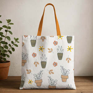 Autumn Cute <b>Canvas</b> Tote <b>Bag</b> with Zipper <b>Drawstring</b> Embroidery Customizable Logo Featuring Chains and Letter Decoration - Product Image 1