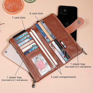 Precio al por mayor 2025 Cartera larga Hombres Ligero OEM Logotipo personalizado Tendencia Cierre de botón a presión de alta calidad Cuero genuino - Product Image 2