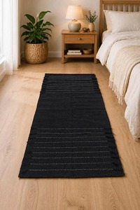 Tapete de Ejercicio de Chenilla Tejida Negra con Base de Goma Antideslizante, Estilo Contemporáneo, para Uso Doméstico, Forma Cuadrada, Delgada, de 0.2 a 0.4 Pulgadas - Product Image 4