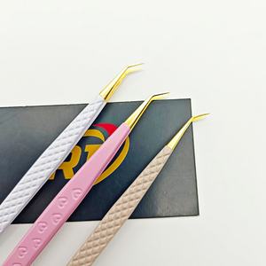 Pince à épiler d'isolation professionnelle antistatique à 45 degrés en acier inoxydable avec logo personnalisé pour extensions de cils - Product Image 3