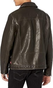 Veste de moto pour homme en cuir véritable vintage, col montant, imperméable, respirante et écologique - Product Image 3