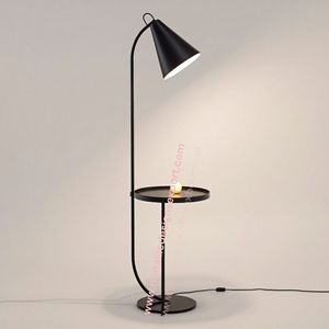 Modern Floor <b>Lamp</b> <b>with</b> Crossed Base & <b>Shelf</b> Black LED Light, Multi-Functional for Living Room, Bedroom, Office - Product Image 2